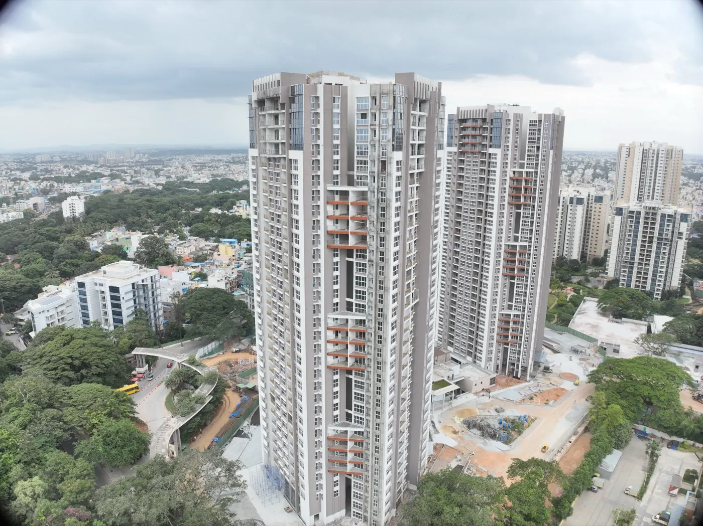 A high-rise residential tower under construction in Bengaluru